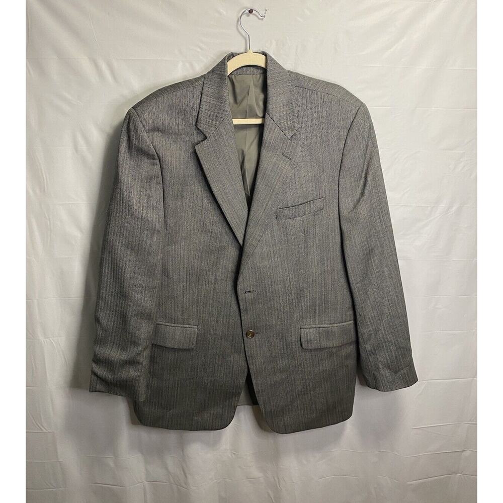 Lauren Ralph Lauren Mens Wool Herringbone Blazer Sport Coat Jacket Grey Size 44R